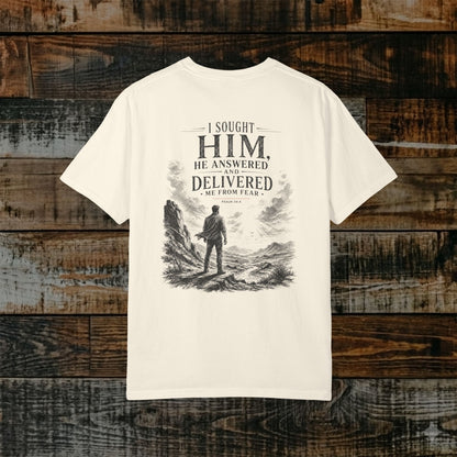 Illustrated Scripture Tee - Psalm 34:46 - He answered me