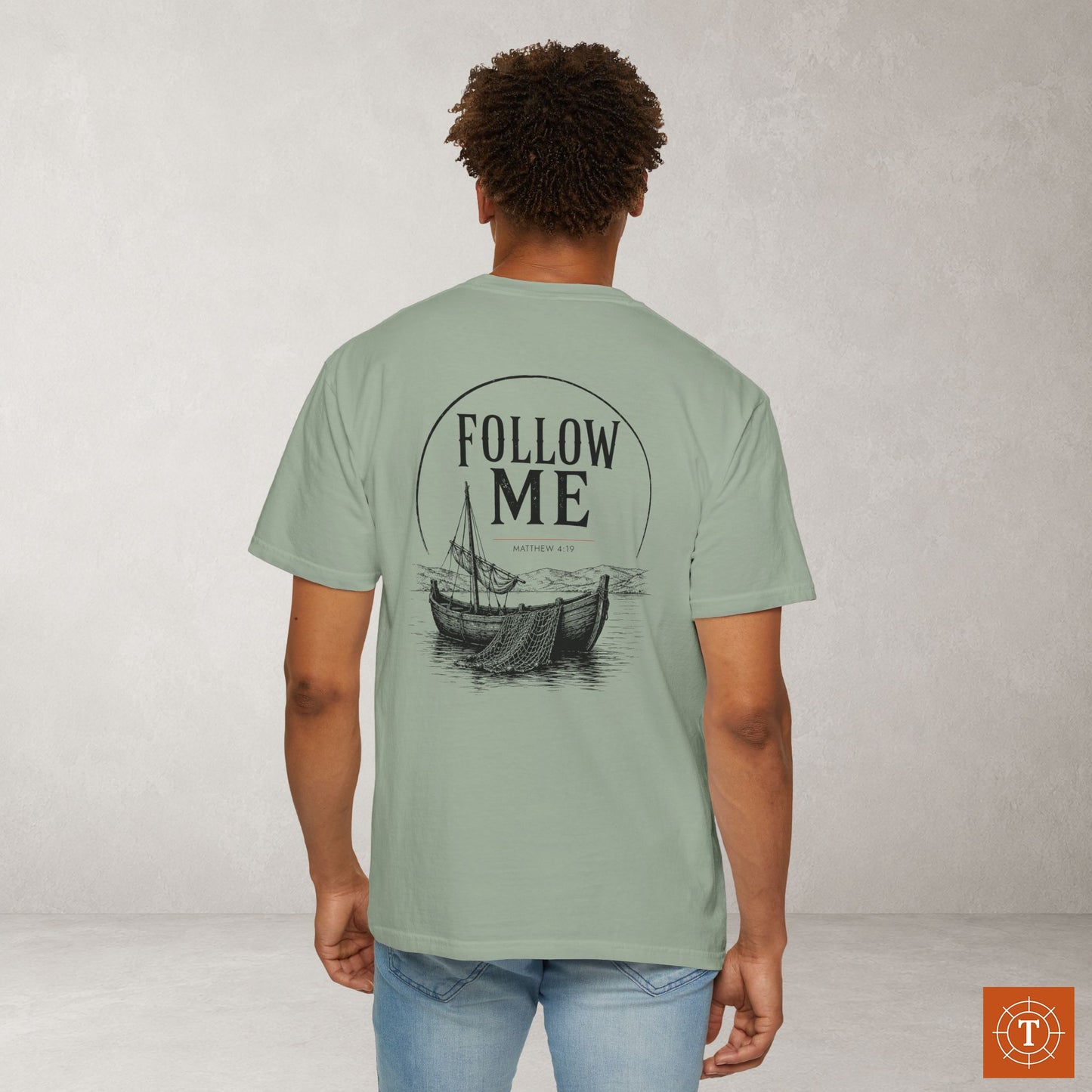 Illustrated Scripture Tee - Matthew 4:19 - Follow Me