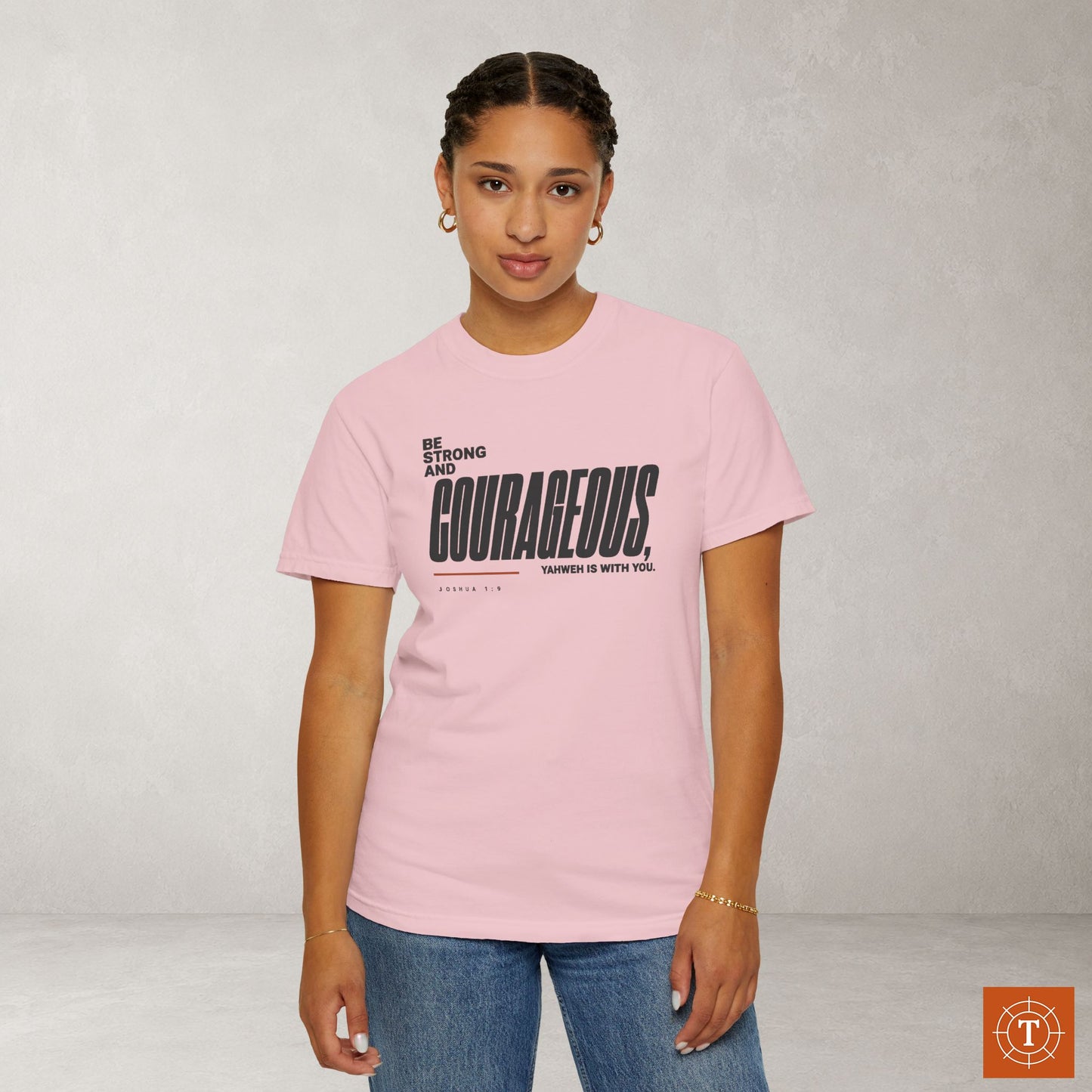 Joshua 1:9 Minimalist Hebrew Roots Scripture Tee - Be strong and courageous