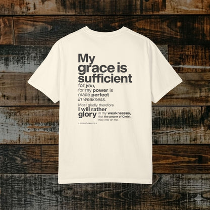 2 Corinthians 12:9 Christian Scripture Tee - Full Verse - His grace in sufficient
