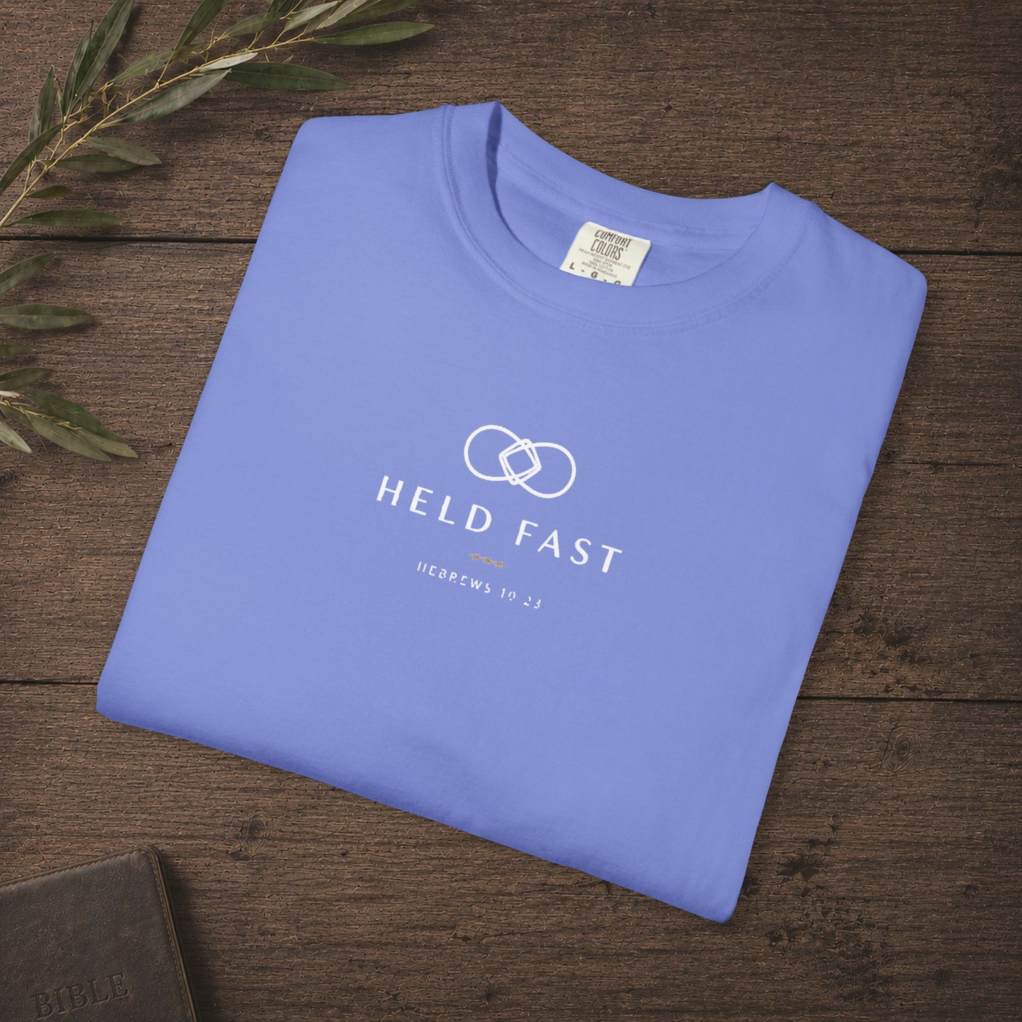 Held Fast — Hebrews 10:23 Subtle Scripture Tee | Chest Print