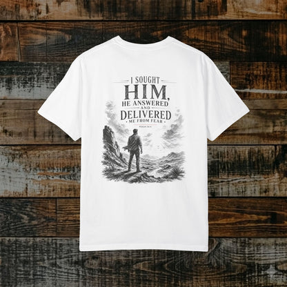 Illustrated Scripture Tee - Psalm 34:46 - He answered me