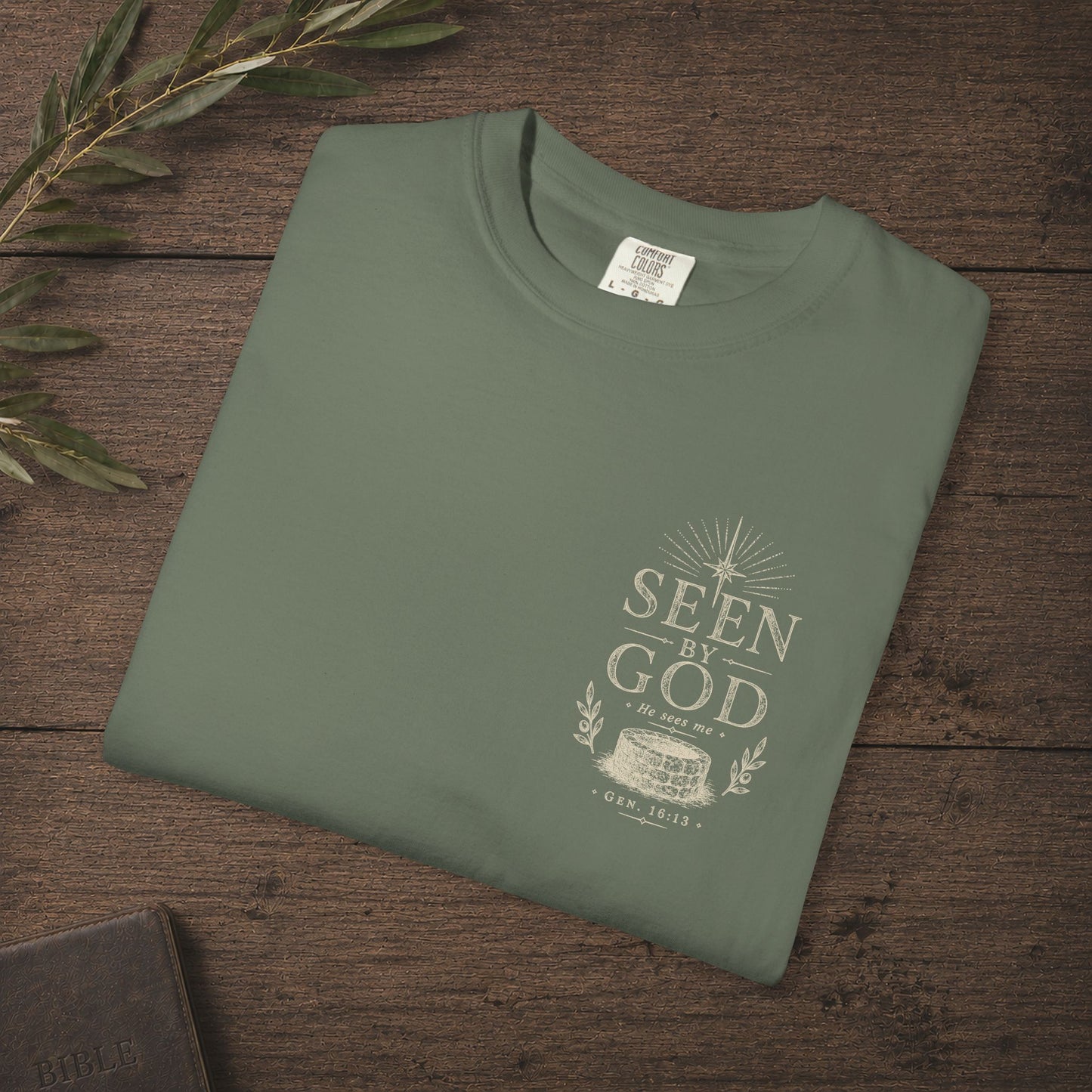 Seen by God — Genesis 16:13 Subtle Scripture Tee | Chest Print