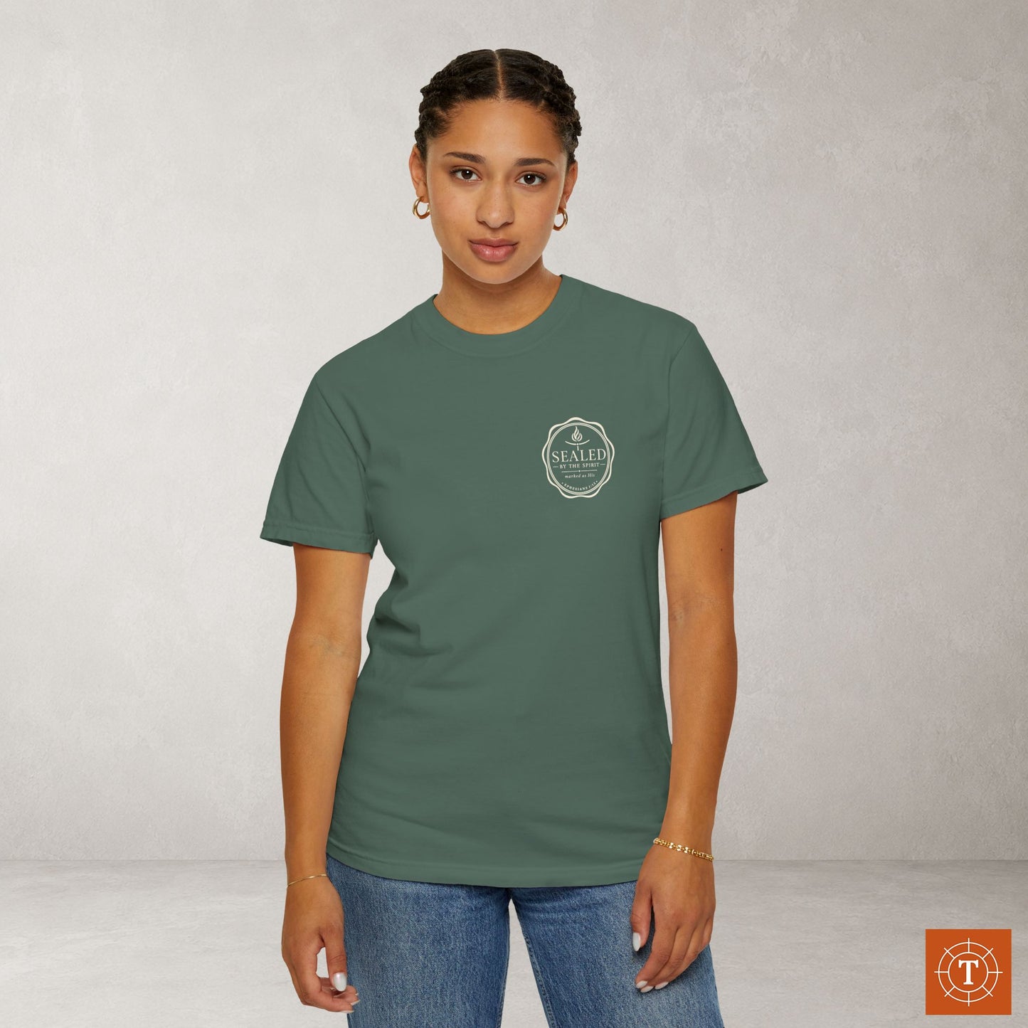 Sealed by the Spirit — Ephesians 1:13 Subtle Scripture Tee | Chest Print