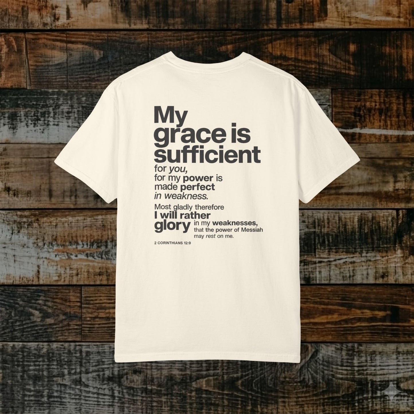 2 Corinthians 12:9 Hebrew-Roots Scripture Tee - Full Verse - His Grace is enough