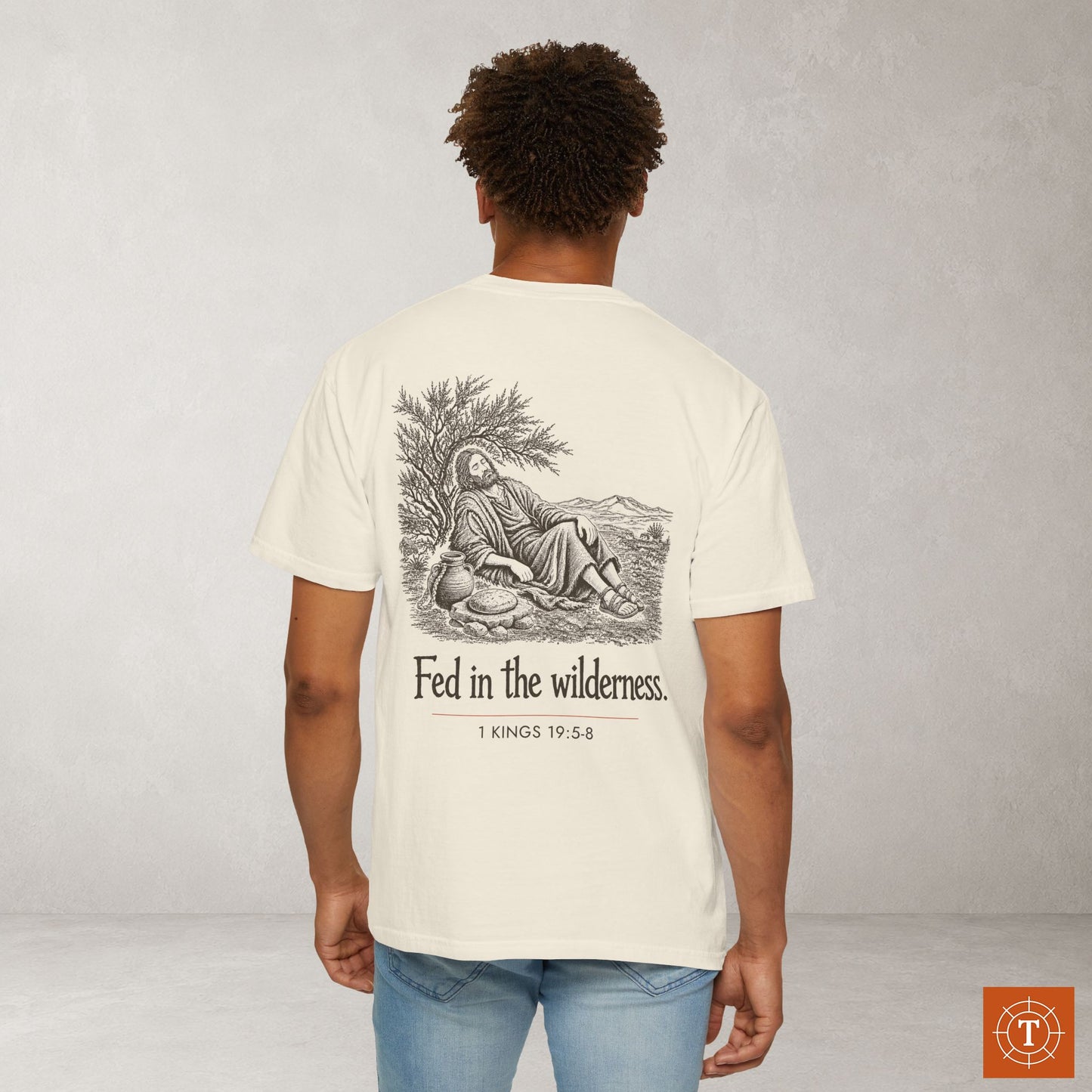 Illustrated Scripture Tee - 1 Kings 19:5-8 - Fed in the wilderness Shirt