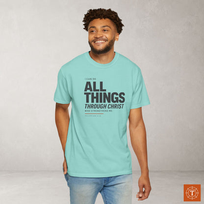 Philippians 4:13 Minimalist Christian Bible Verse Tee - I can do all things through Christ Shirt