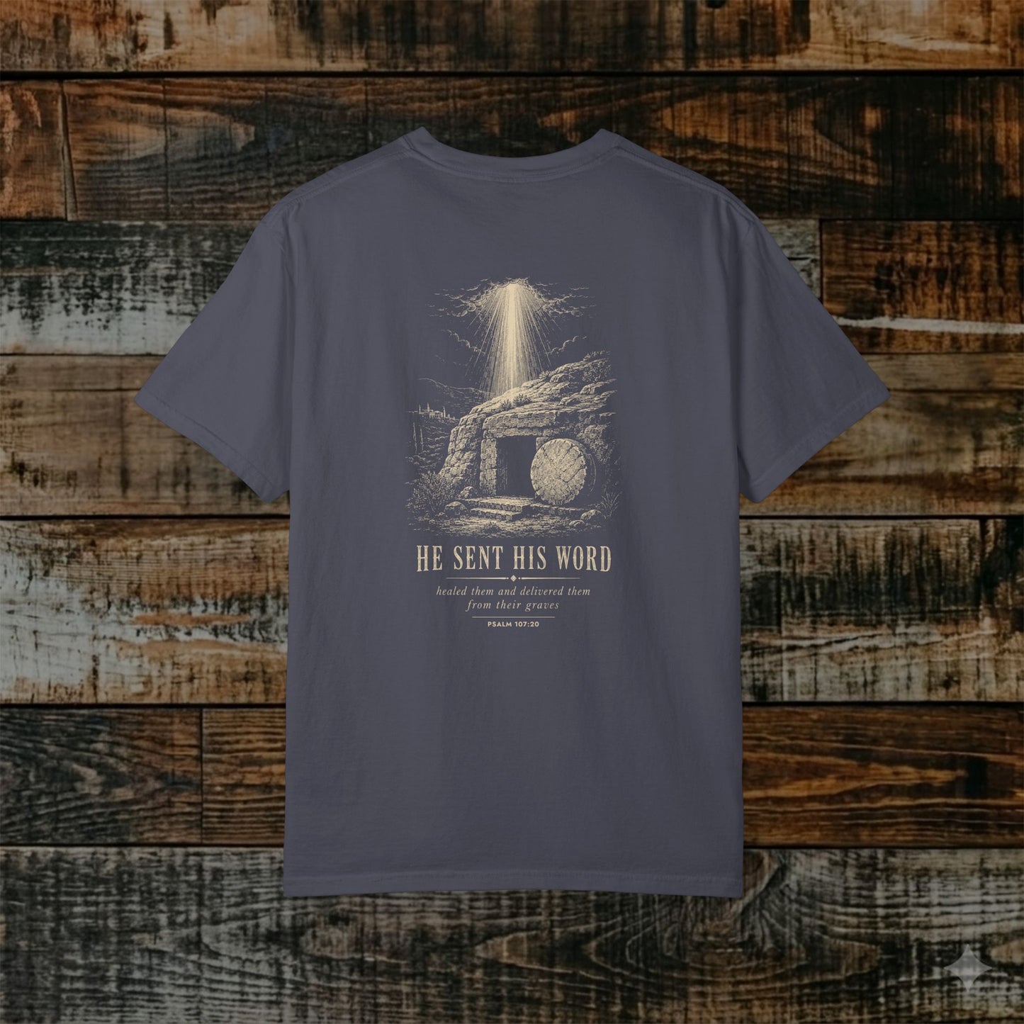 Illustrated Scripture Tee - Psalm 107:20 - He sent His word