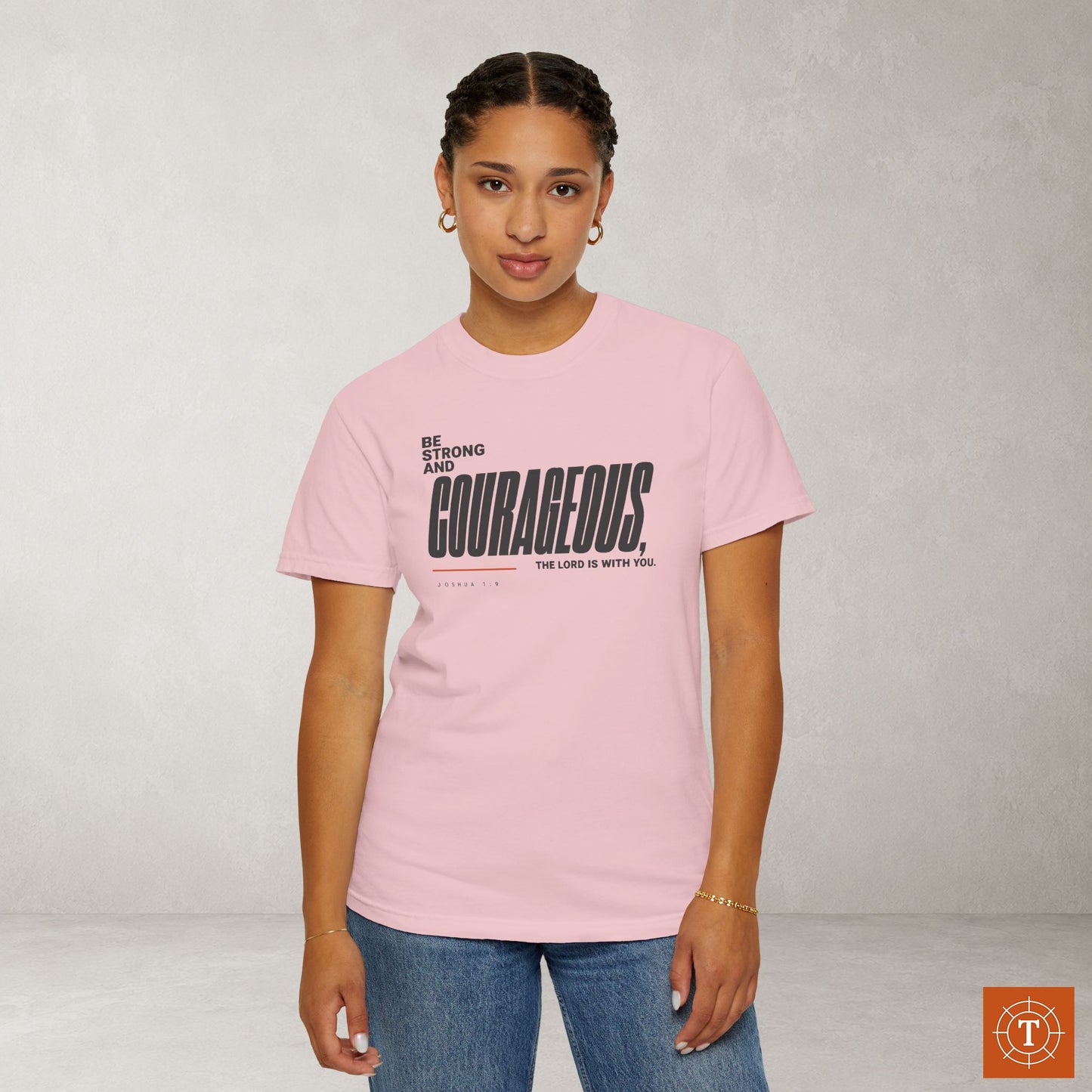 Joshua 1:9 Minimalist Christian Bible Verse Tee - Be Strong and Courageous