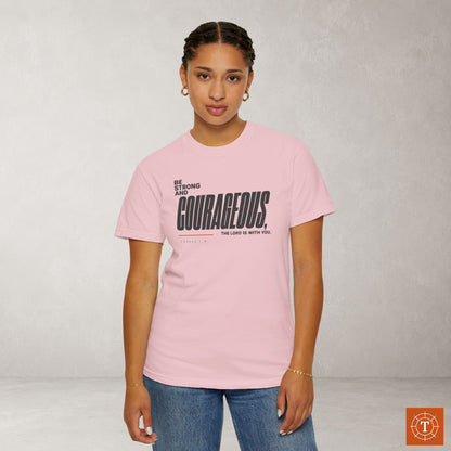 Joshua 1:9 Minimalist Christian Bible Verse Tee - Be Strong and Courageous