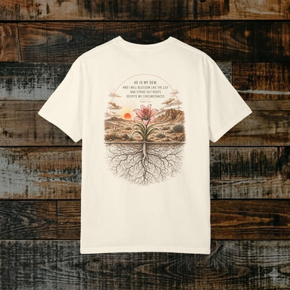 Illustrated Scripture Tee - Hosea 14:5 - Lilly - He Planted Me Here Shirt