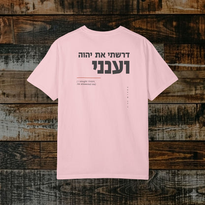 Original Language Scripture Tee: Psalm 34:4 - I sought YHVH and He answered
