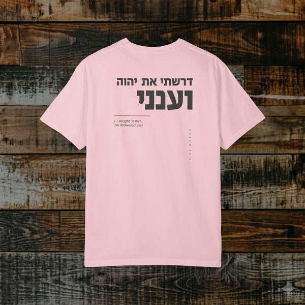 Original Language Scripture Tee: Psalm 34:4 - I sought YHVH and He answered