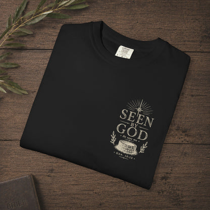Seen by God — Genesis 16:13 Subtle Scripture Tee | Chest Print